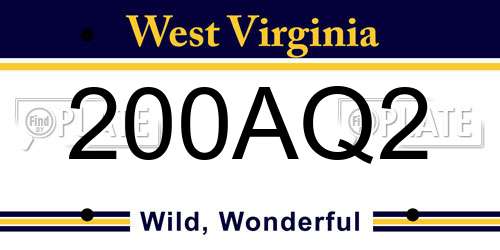 200AQ2 West Virginia License Plate