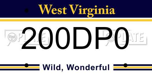 200DP0 West Virginia License Plate