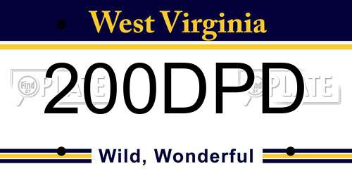 200DPD West Virginia License Plate