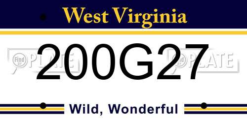 200G27 West Virginia License Plate