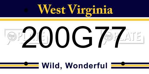 200G77 West Virginia License Plate
