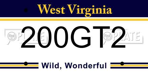 200GT2 West Virginia License Plate