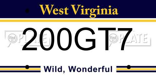 200GT7 West Virginia License Plate