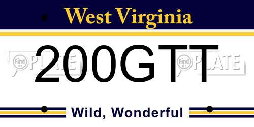 200GTT West Virginia License Plate