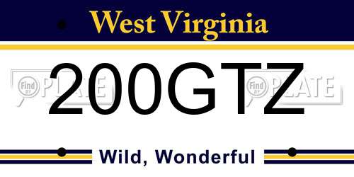 200GTZ West Virginia License Plate