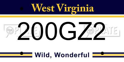200GZ2 West Virginia License Plate