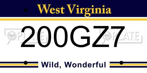 200GZ7 West Virginia License Plate