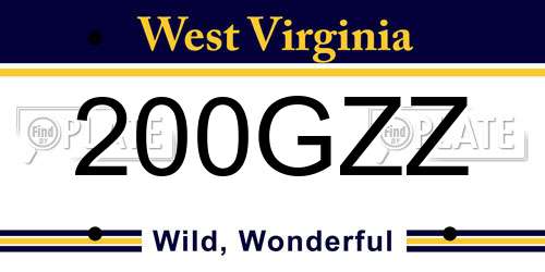 200GZZ West Virginia License Plate