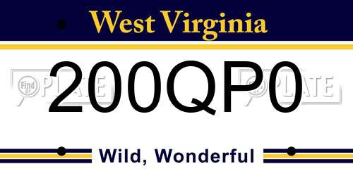200QP0 West Virginia License Plate