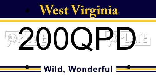 200QPD West Virginia License Plate