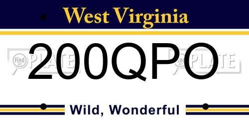 200QPO West Virginia License Plate