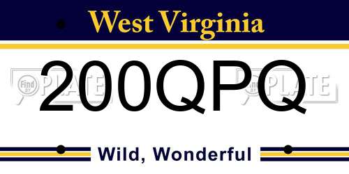 200QPQ West Virginia License Plate