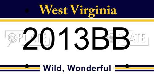 2013BB West Virginia License Plate