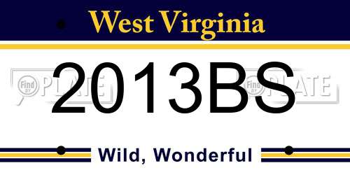 2013BS West Virginia License Plate