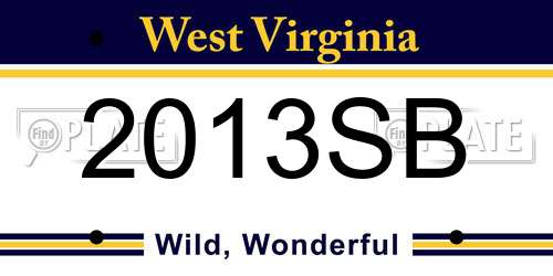 2013SB West Virginia License Plate