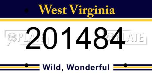 201484 West Virginia License Plate