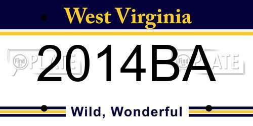 2014BA West Virginia License Plate
