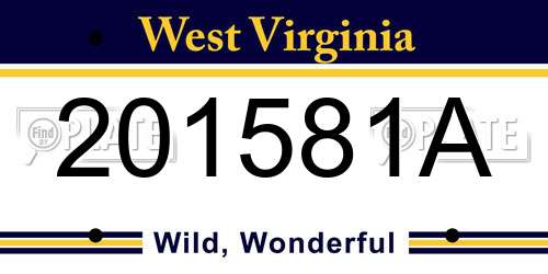 201581A West Virginia License Plate