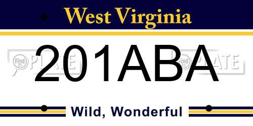 201ABA West Virginia License Plate
