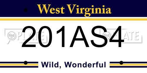201AS4 West Virginia License Plate