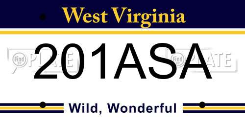 201ASA West Virginia License Plate