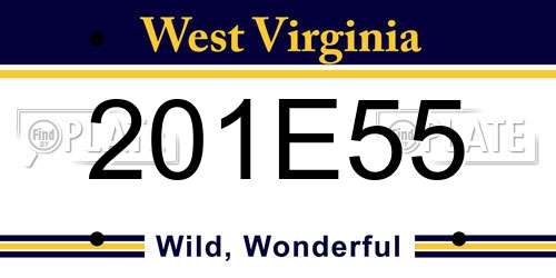 201E55 West Virginia License Plate