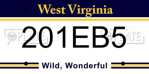 201EB5 West Virginia License Plate