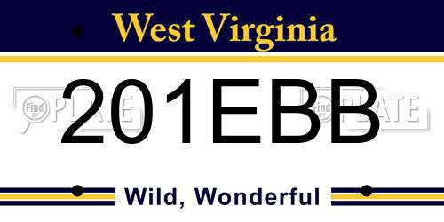 201EBB West Virginia License Plate