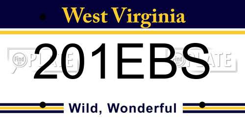 201EBS West Virginia License Plate
