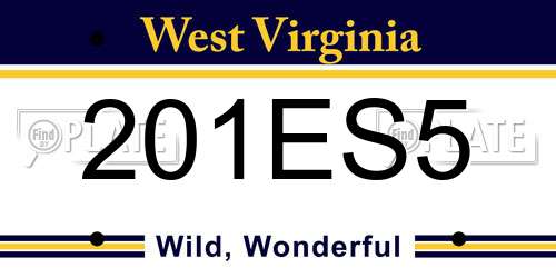 201ES5 West Virginia License Plate