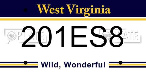 201ES8 West Virginia License Plate