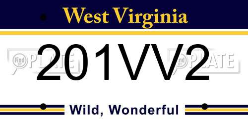 201VV2 West Virginia License Plate
