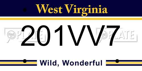 201VV7 West Virginia License Plate