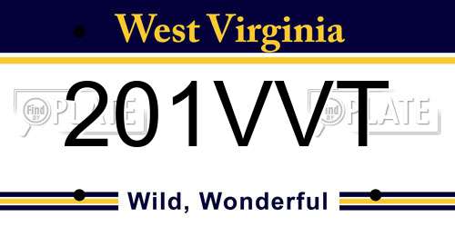 201VVT West Virginia License Plate