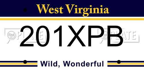 201XPB West Virginia License Plate