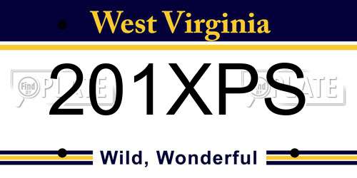 201XPS West Virginia License Plate
