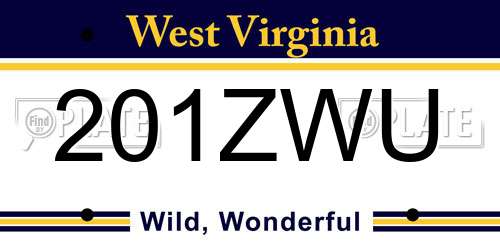 201ZWU West Virginia License Plate