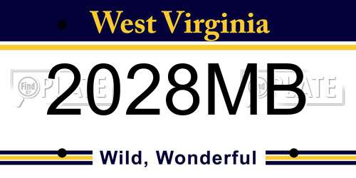 2028MB West Virginia License Plate