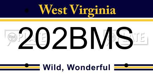202BMS West Virginia License Plate