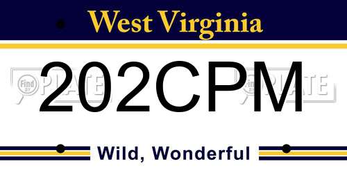 202CPM West Virginia License Plate