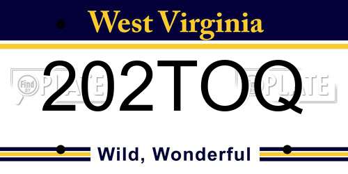202TOQ West Virginia License Plate