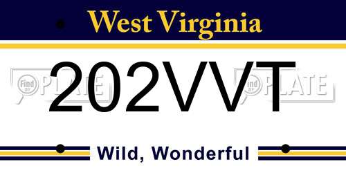 202VVT West Virginia License Plate