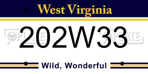 202W33 West Virginia License Plate