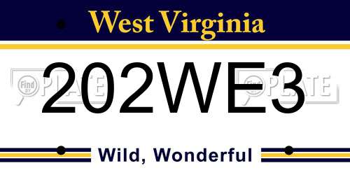202WE3 West Virginia License Plate