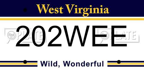 202WEE West Virginia License Plate