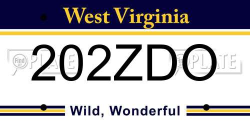 202ZDO West Virginia License Plate