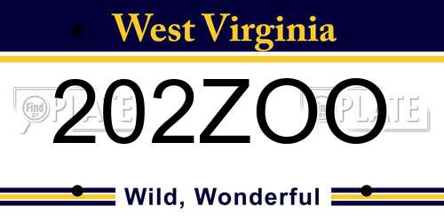 202ZOO West Virginia License Plate