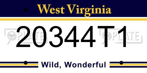 20344T1 West Virginia License Plate
