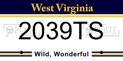 2039TS West Virginia License Plate
