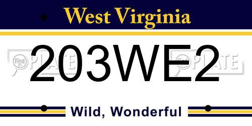 203WE2 West Virginia License Plate